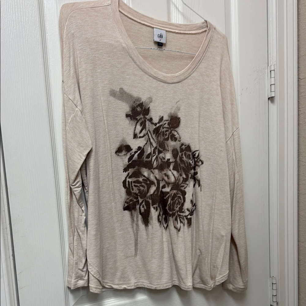 CAbi Cream Long Sleeve Relaxed Tee